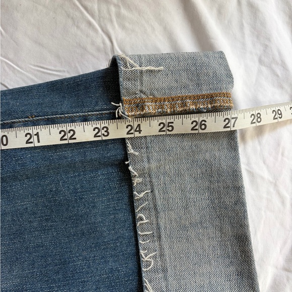 Current/Elliott Classic Wide Leg Blue Jeans with Cuff - Picture 4 of 5